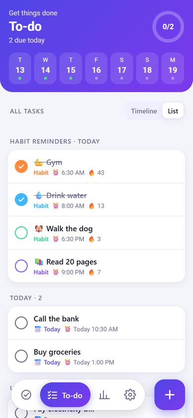 Before: Shopping lists inside tasks